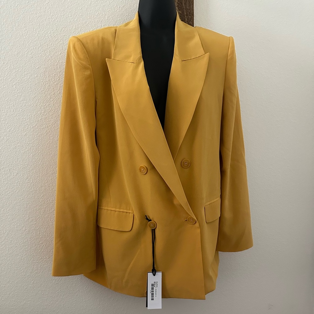 Elegant saffron  Double-Breasted Women's Blazer Sz M silk R label